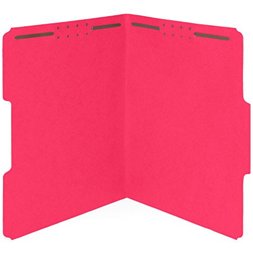 50 Red Fastener File Folders 1/3 Cut Reinforced Assorted tab Durable 2 Prongs Designed to