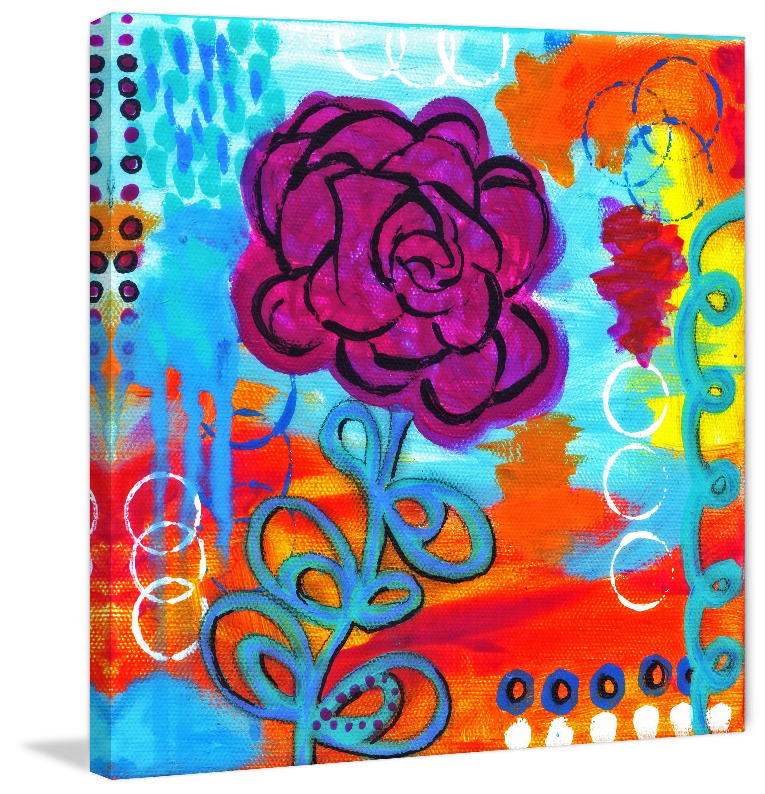 "Purple Flower" Painting Print on Wrapped Canvas