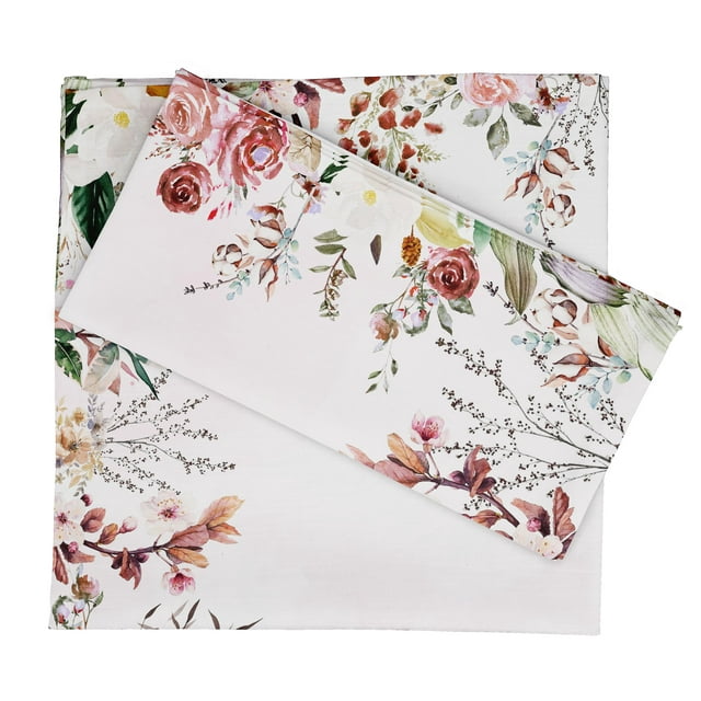 Vargottam Luxury Collection Linge de Table pour Souper, Serviette en Coton Décorative, Tissu Imprimé, Serviettes Réutilisables, Ensemble de 4, 20 X 20 - Aquarelle Jardin de Thé Floral