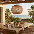thumbnail image 3 of LittleGlovo Bohemian Rattan Pendant Light Fixture 5-Light Woven Rope Chandelier, 3 of 15