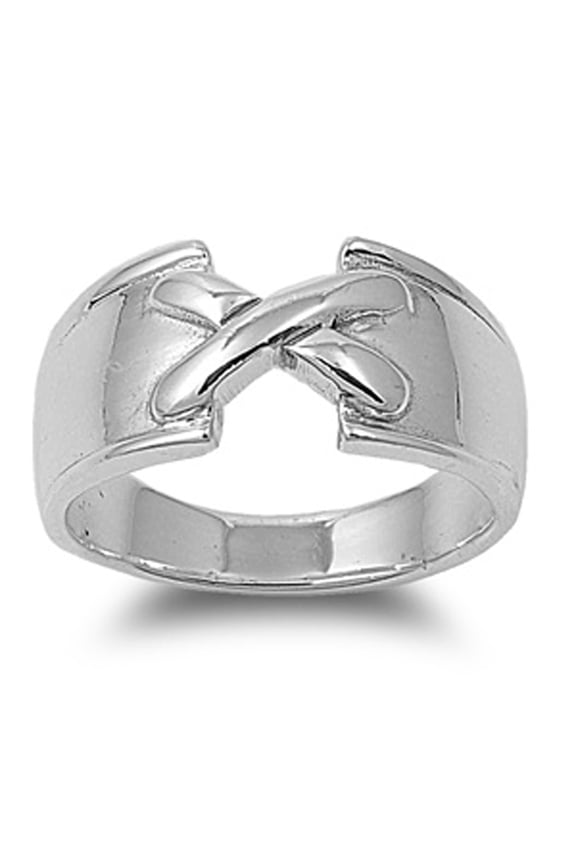 Criss Cross Knot High Polish Wholesale Ring .925 Sterling Silver Band Jewelry Female Male Size 6