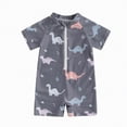 thumbnail image 4 of KPOPLK Baby/Toddler Boy Swimsuit, Short Sleeve One Piece Zipper Rash Guard Sunsuit with UPF 50+ Sun Protection(Grey,6-12 Months), 4 of 4