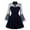 Navy, variant on Womens Long Sleeve Contrast Collar Skater Dress, Solid Color, Gothic & Casual Wear, Edgy Design