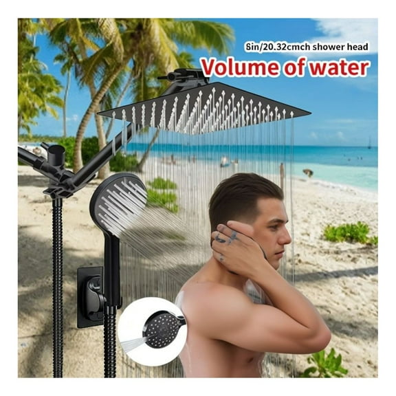 12" Rainfall Shower Head - Luxury Spa Shower System, All Metal, Easy Install - with Handheld Shower, Stainless Steel Hose & 3-Way Diverter