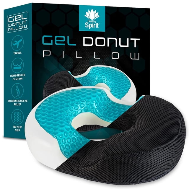 Cojín Donut Healthy Spirit Negro Gel para Coccix y Hemorroides