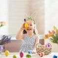 thumbnail image 5 of Matoen Easter Floral Bunny Ears Headband Spring Woodland Flower Fairy Rabbit Hairband Wedding Party Birthday Supply, 5 of 6