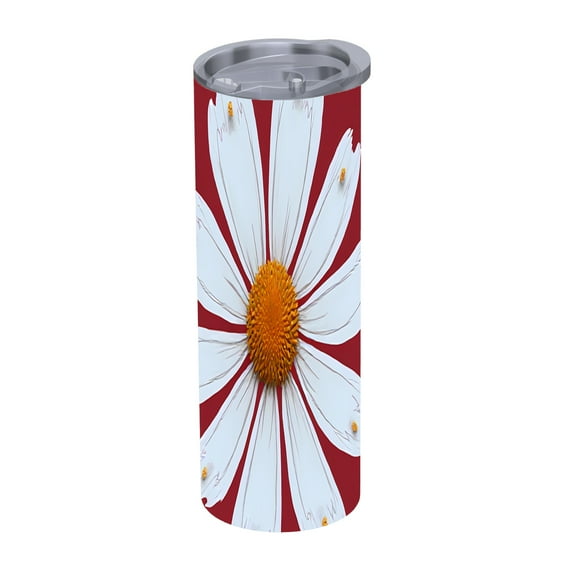 20 oz Stainless Steel Insulated Tumbler - Red Design Screw - On Lid with Straw Perfect for Home Office & Travel