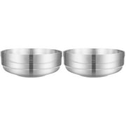 WynBing 2pcs Ramen Bowls Noodle Soup Bowl Double Layer Bowl Stainless Steel Serving Bowl