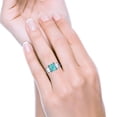 thumbnail image 7 of Three Stone Radiant Cut Ring Black Tone Paraiba Tourmaline CZ 925 Sterling Silver Size 8, 7 of 7