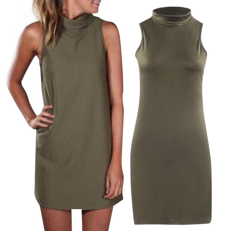 sleeveless turtleneck mini dress