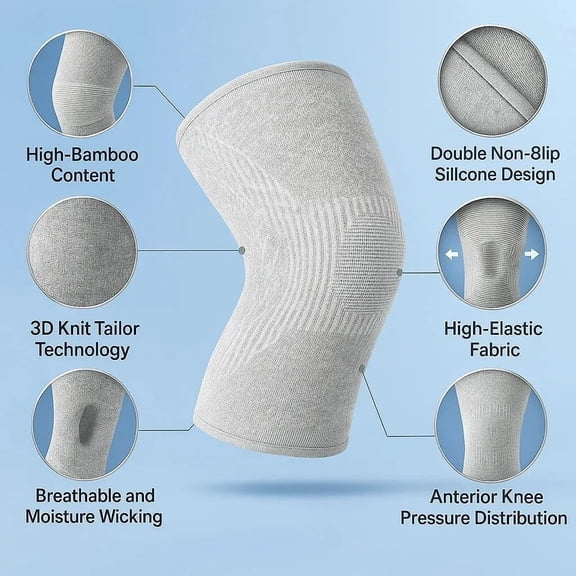 Knee Compression Technology Technology Sleeve 2-Pack Unisex Supports for Women and Men, Breathable Moisture Wicking Charcoal Infused Knee Sleeves for Yoga Gym Workout Running Cycling Hiking Daily Use
