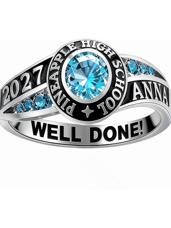 Customized Graduation Class Rings - Personalized Birthstone Engraved High School College Jewelry Gifts for Teachers 2026
