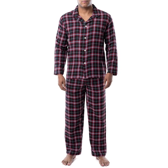 Fruit of the Loom Men's Long Sleeve Flannel Pajama Set, 2-Piece