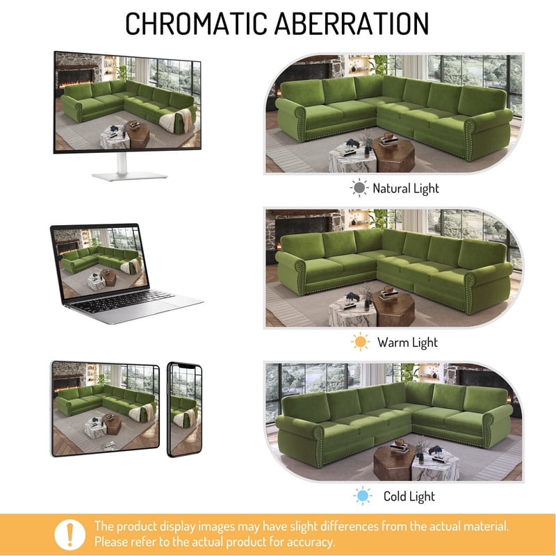 118" L-Shaped Convertible Sleeper Couch Bed, Chenille Upholstered Sectional Sofa with Pull-Out Sofa Bed, Modern Chesterfield Sofa for Living Room