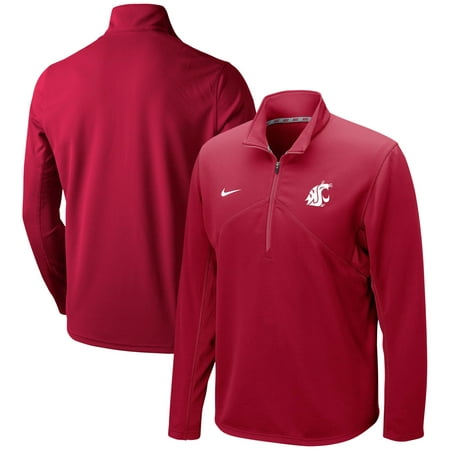 Men's Nike Crimson Washington State Cougars Primary Logo Training Performance Quarter-Zip Jacket