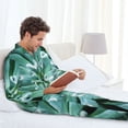 thumbnail image 6 of Lsque Teal Cactus Pattern Long Sleeve Pajama Set for Men - Soft 2-Piece Sleepwear and Loungewear Set with Pockets, Comfy Nightwear-XX-Large, 6 of 7