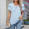 thumbnail image 3 of Round-neck, fly-sleeved chiffon T-shirt, 3 of 9