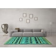 thumbnail image 3 of Ahgly Company Indoor Round Oriental Turquoise Blue Industrial Area Rugs, 5' Round, 3 of 4