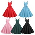 thumbnail image 6 of Joernso Vintage Women Dress A-line Big Swing Solid Color Backless Spaghetti Strap 50s Bow Decor Prom Cocktail Party Wedding Midi Dress Evening Dress, 6 of 7