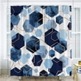 thumbnail image 1 of Cortina de baño impermeable con decoración de arte geométrico, juegos de cortinas de ducha de tela abstracta para decoración del hogar, 1 of 5