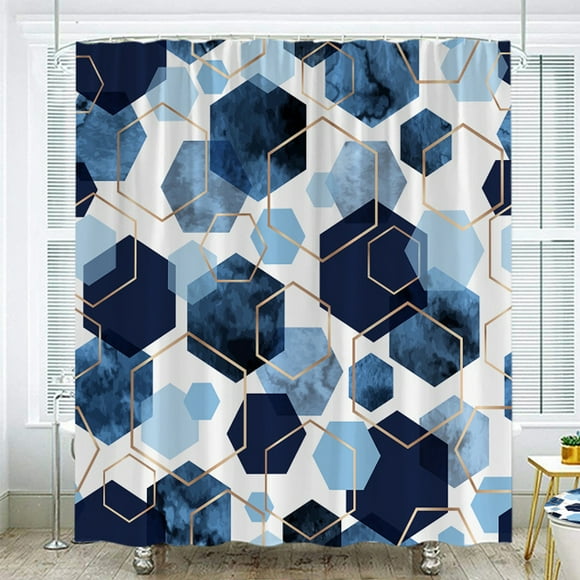 Cortina de baño con acuarela abstracta y decoración de arte geométrico