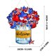 thumbnail image 3 of 4 de julio Colgador de puerta de madera - Bandera americana Letrero circular de la puerta - Decoración patriótica del hogar con diseño de bandera con estrellas - Arte de la pared de madera del día, 3 of 7
