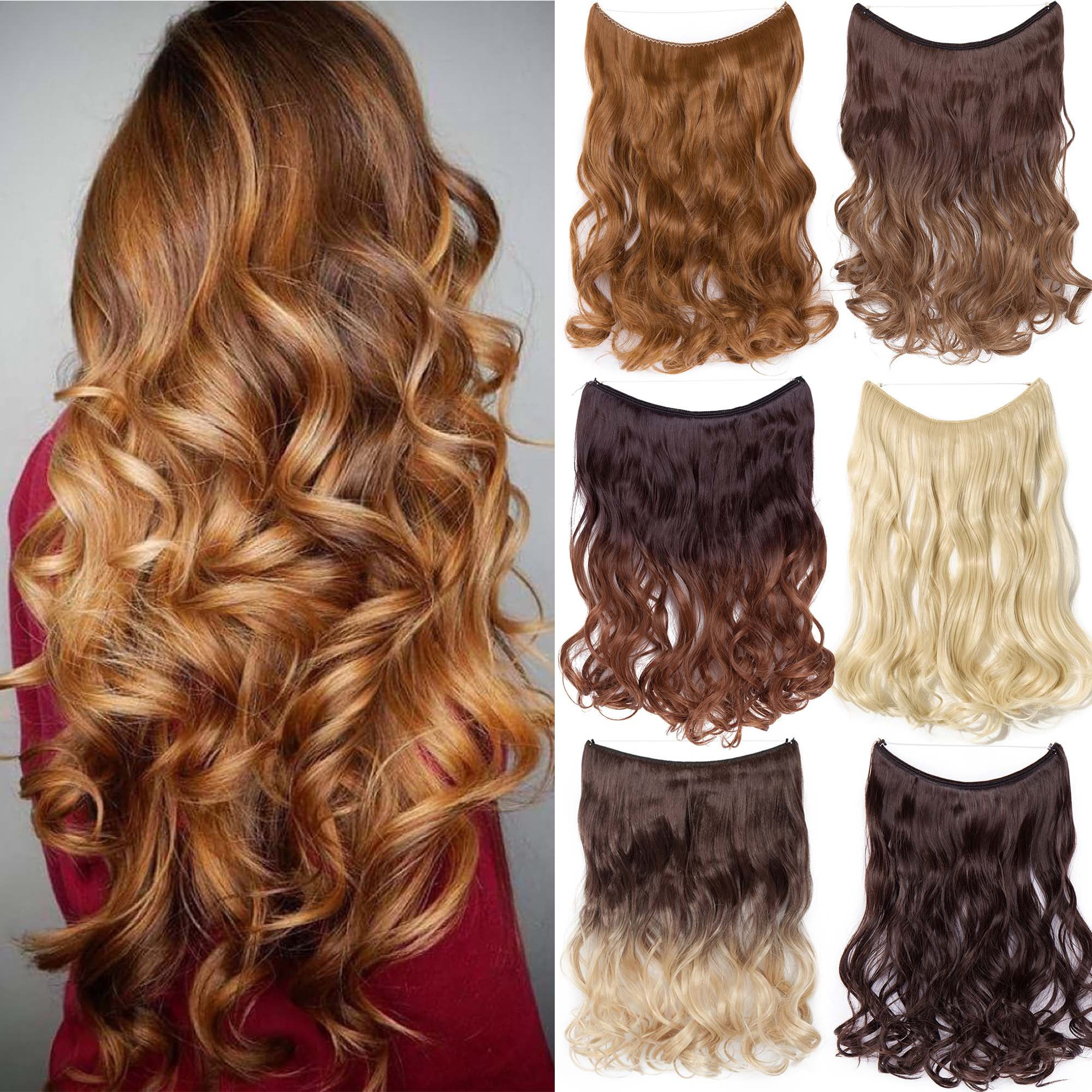 S Noilite Invisible Wire No Clips In Hair Extensions Miracle Secret Fish Line Hairpieces Silky Straight Synthetic Hair Light Brown Ombre Sandy Blonde 20 90g Walmart Com - black ombre hair extensions roblox