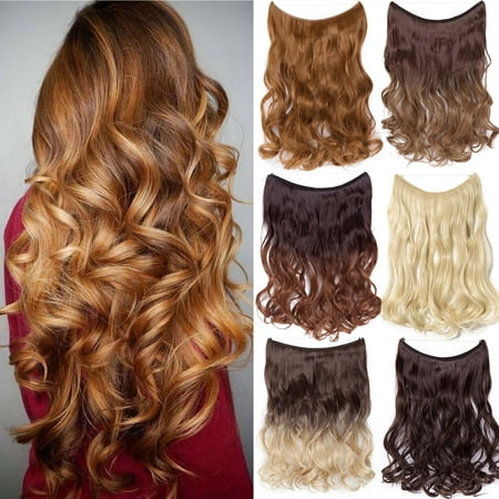 S-noilite Invisible Wire No Clips in Hair Extensions Miracle Secret Fish Line Hairpieces Silky Straight Synthetic hair sandy blonde & bleach