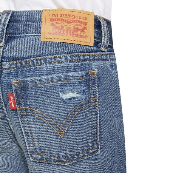 Levi's Girls' Girlfriend Fit Denim Shorty Shorts, Indigo Avenue, 6