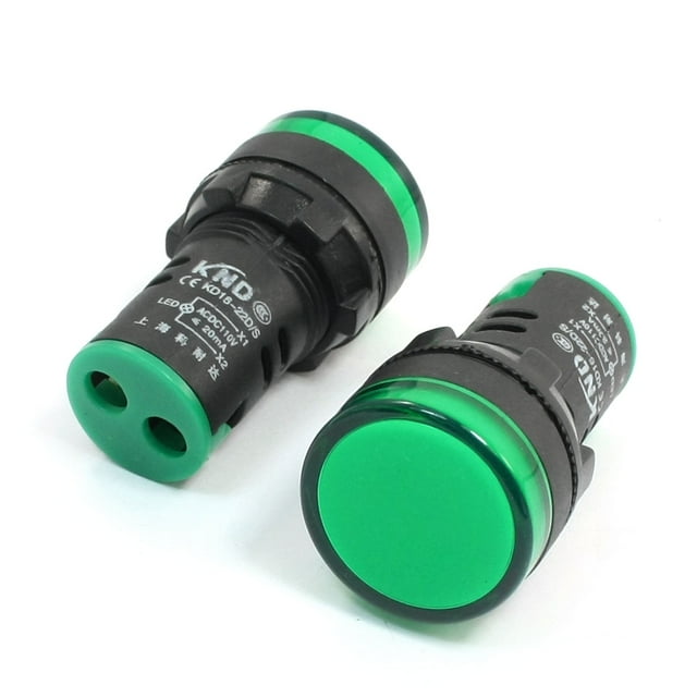 Lámpara de señal LED de plástico para vivienda AC DC 110V 20mA verde 2 piezas