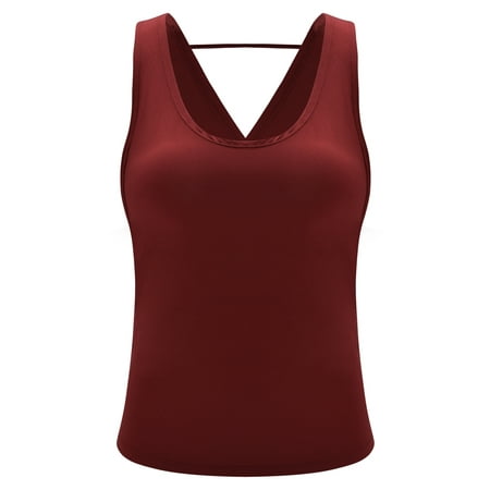 Women's Yoga Shirts Open Back Tops Sleeveless Workout Shirt Sports Open Back Tank