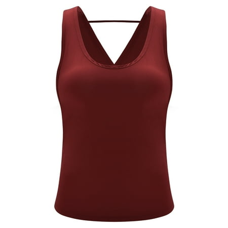 Women's Yoga Shirts Open Back Tops Sleeveless Workout Shirt Sports Open Back Tank