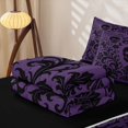 thumbnail image 5 of Feelyou Vintage Boho Skull Zipper Twin Comforter Sets with Fitted Sheet and 2 Pillowcases, Mandala Damask Flower Zipper Bedding Set, Purple Black, Black Reversible, 4 Pieces, 5 of 7