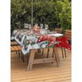 thumbnail image 2 of Outdoor Tablecloth with Umbrella Hole and Zipper, Red Christmas Gnomes Rectangle Table Cloth 60x102 Inch Waterproof Tablecloth, Xmas Winter Forest Pine Tree Picnic Table Cover for Patio Camping, 2 of 7