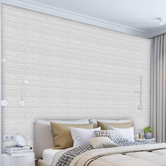 10PCS Wall Panels Peel and Stick Foam 3D Brick Wallpaper Peel and Stick Faux Stone Wall Panel Self Adhesive Wallpaper, 35x38.5cm