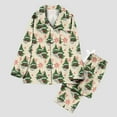thumbnail image 5 of DailyTrove Womens Winter White Christmas Tree Pajama Set - Long Sleeve Loose Fit, Holiday Loungewear,Green,L, 5 of 6