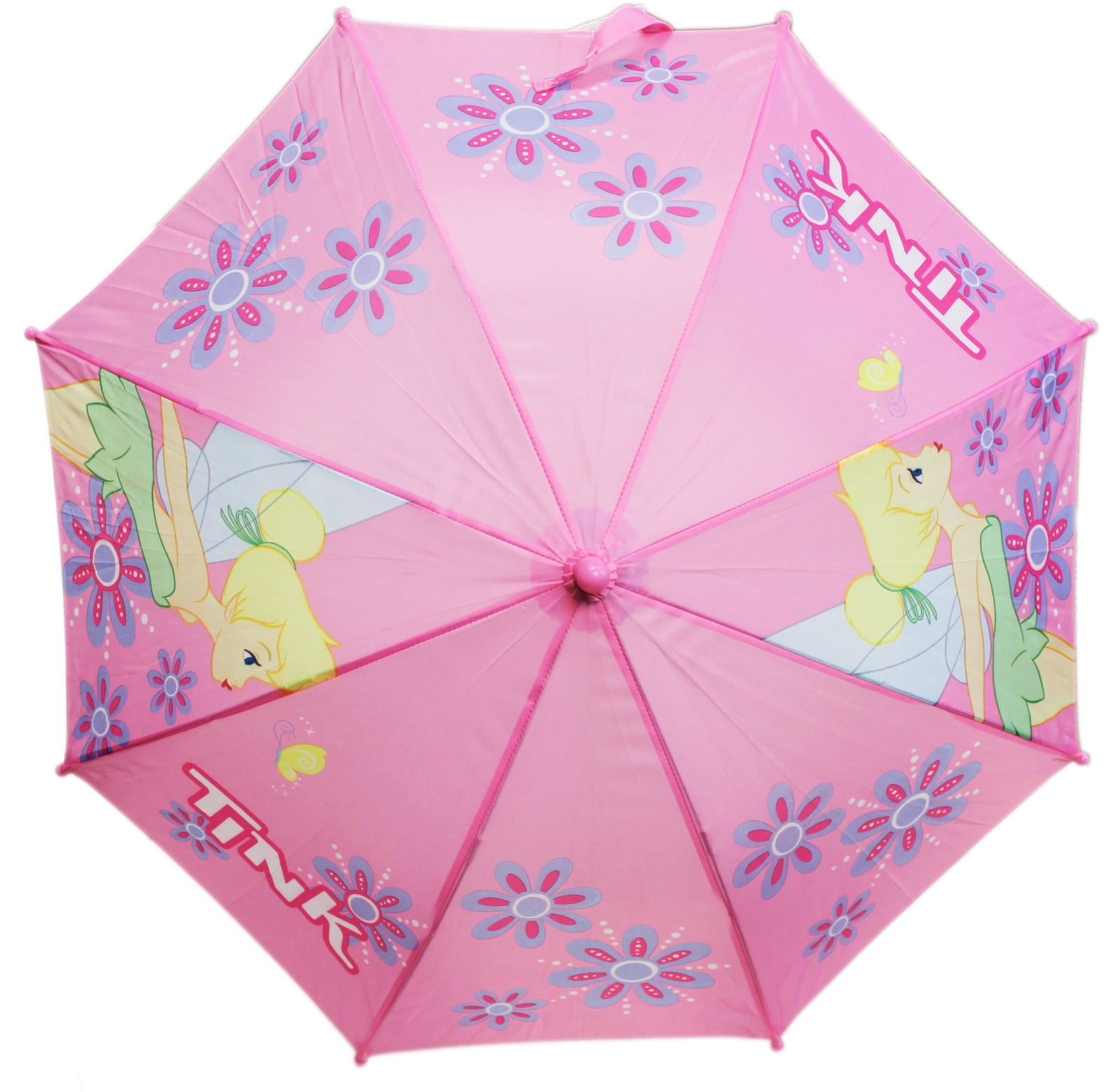 Disney's Tinker Bell Floral Fabric Molded Figure Handle Kids Umbrella