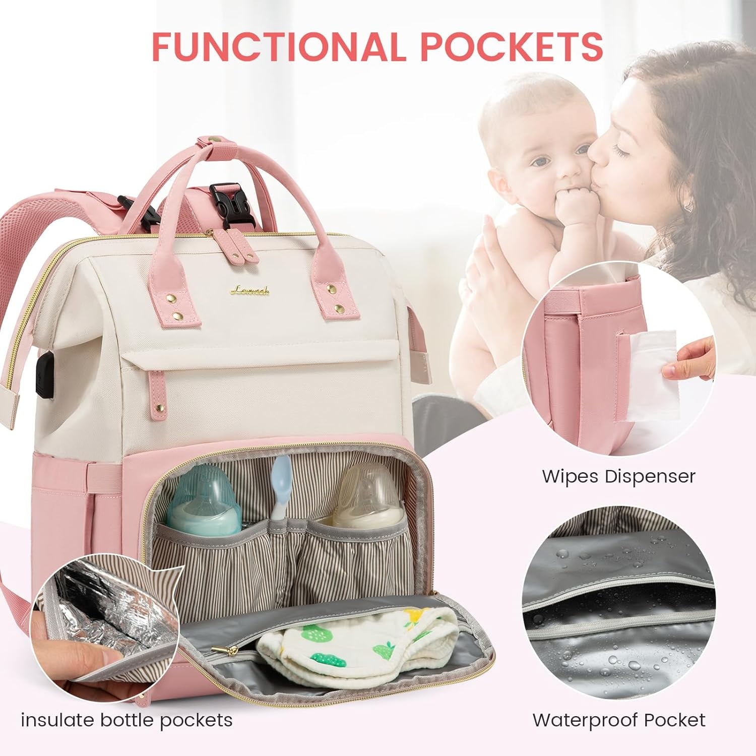 Lovevook Diaper Backpack,Large Diaper Bag Mummy Bag for New Mum Daddy,Convenient Work Travel Baby Bag for Office Mummy and Travel Essential Baby Shower