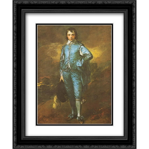 The Blue Boy 2x Matted 12x15 Black Ornate Framed Art Print by Thomas Gainsborough