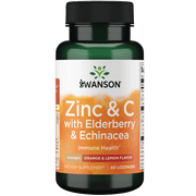 Swanson Zinc & C Lozenges w/ Elderberry & Echinacea-Orange & Lemon Flavor 60 Loz