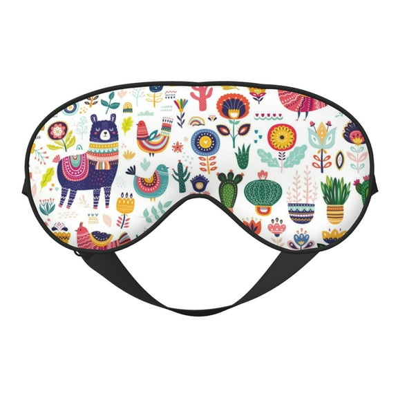 Uemuo Alpaca Flower Pattern Sleep Eye Mask - Light Blocking Sleep Mask Blocking Out Light Perfectly, Soft and Comfortable Night Eye Mask, Eye Blinder