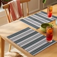 thumbnail image 4 of Black Grey Striped Placemats Set of 6 Farmhouse Modern Stripes Art Place Mats Indoor Wipeable Table Mats Washable Cloth Dining Table Placemats for Kitchen Holiday Party Home Decor 13x19 Inch, 4 of 9
