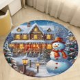 ARISTURING Christmas Tree Snowman House Flannel Floor Mat Round