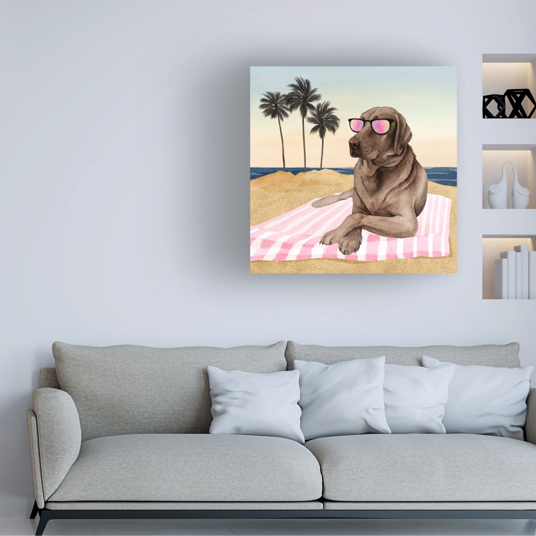 Canvas Wall Art - Grace Popp 'Sun Lovin' Pups I' Wall Art for Living Room, Bedroom, or Office Décor by Trademark Fine Art - 24 x 24 Inches
