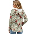 thumbnail image 2 of DISNIMO Northern Cardinal Printed Sweatshirts for Women Flower Printed Waffle Hoodies Long Sleeve Pullover Tops for Fall Winter, S, 2 of 7