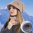 thumbnail image 4 of AWZXDE Winter Hats For Women Knitted Hat And Scarf Set With Brim Ear Cover Lined Windproof Warm Cap A, 4 of 4