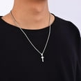 thumbnail image 2 of Cross Necklace for Men, Silver Tone Mens Cross Necklaces with 2.5mm Chain, 316L Stainless Steel Wheat Chain, 16-24 Inch, 2 of 12