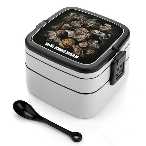 Walking Dead Bento Box Double Layer Lunch Box with Spoon And Handle Leak-Proof All-in-One Bento Boxes for Dining Out Travel