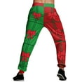 thumbnail image 4 of MAWCLOS Men Straight Leg Christmas Print Trousers Running High Waist Sweatpants Red Green M, 4 of 4