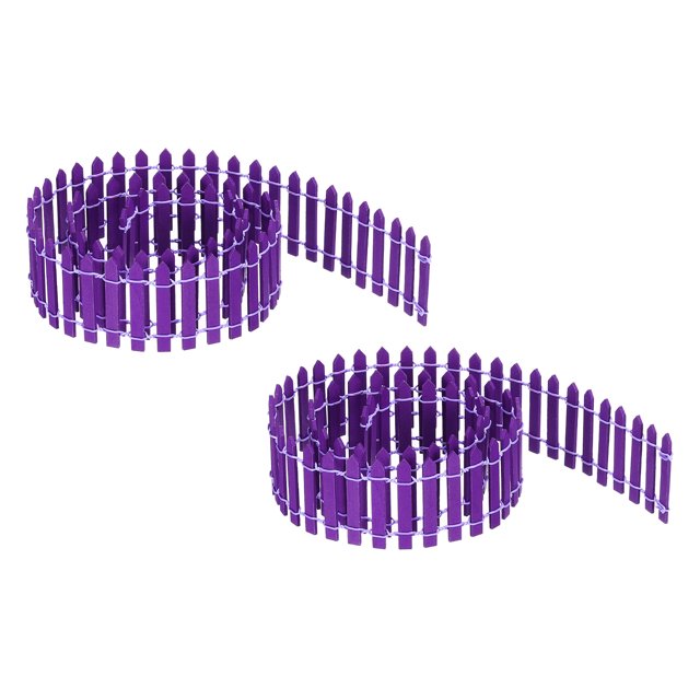 Unique Bargains Miniature Garden Fence, 35 Inch Long Decorative Picket Fence, Dark Purple 2Pack
